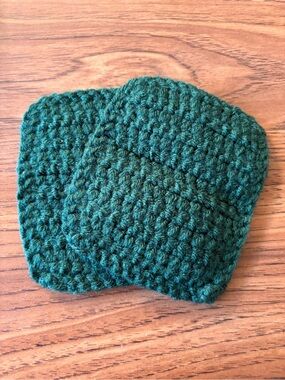 Handmade Dark Green Crochet Coasters - Home Other